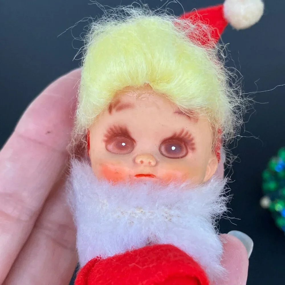 Napco Red Felt Knee Hugger Pixie Christmas Ornament